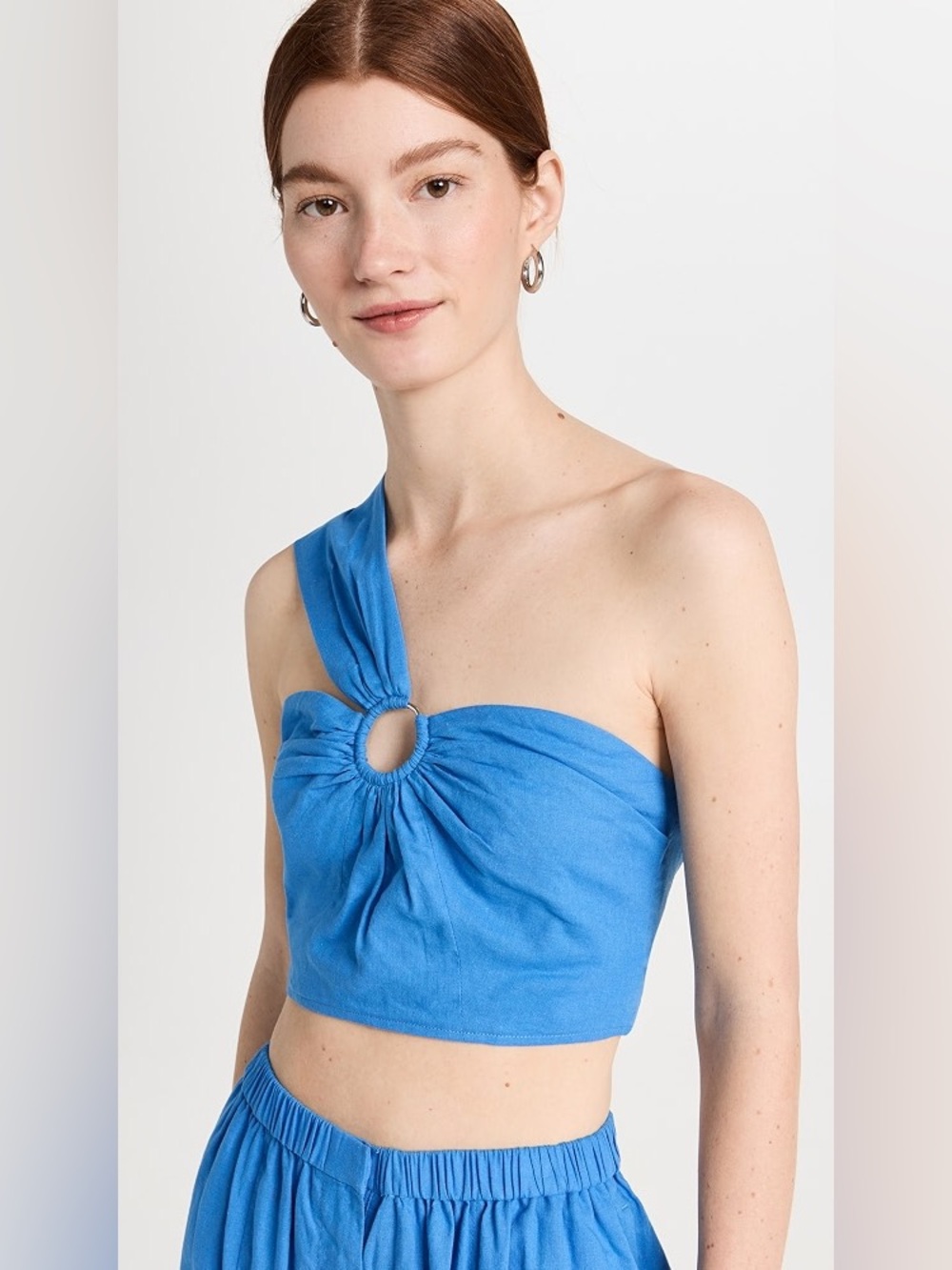 Jason Wu One Shoulder Crop Top with Ring Detail in Cornflower Blue, Size 4